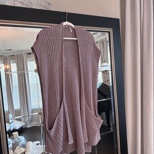 Free People Mauve Long Knit Cardigan